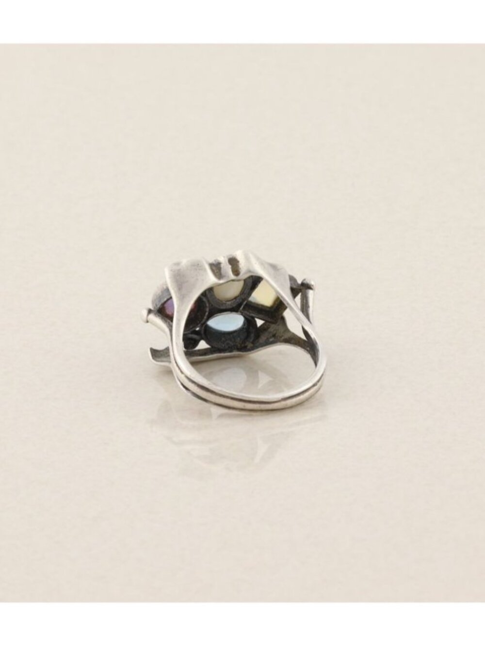 Sterling Silver Opal, Moonstone, Mother of Pearl Ring Size 9 1/2 - Picture 6 of 7